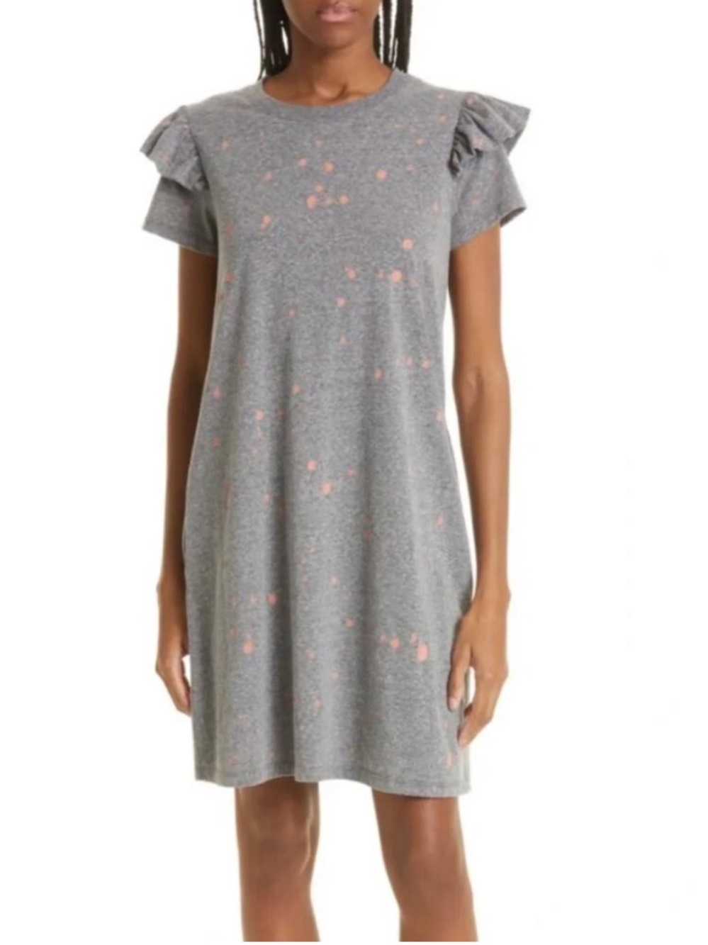 Clare V Grey Ruffle Splatter Paint Dress Size Small